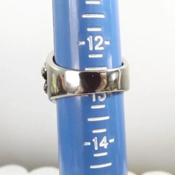 Plus Size Stainless Steel Human Skulls Statement Ring, Size 12.75 - Picture 8 of 10